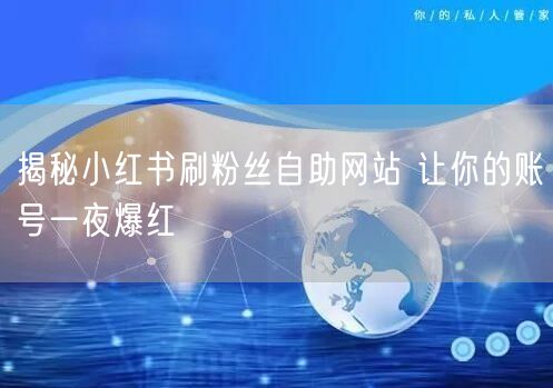 揭秘小红书刷粉丝自助网站 让你的账号一夜爆红